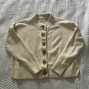 Beige Cropped Button Down Sweater